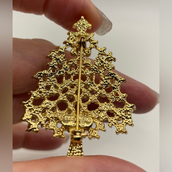 Eisenberg Ice Faceted Glass Gems Faux Pearl Tree Brooch - Picture 4 of 5